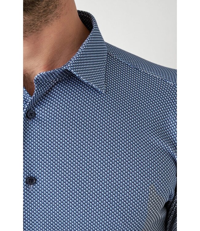 Desoto stretch jersey shirt ruit l. blauw / d. blauw