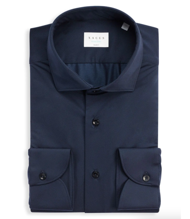 XACUS stretch 3D shirt d. blauw
