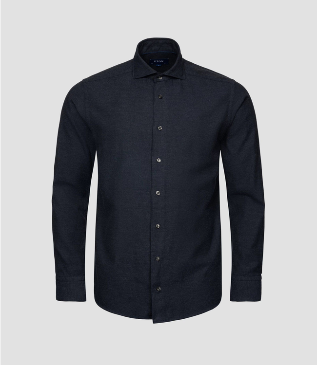Eton flanel shirt d. blauw
