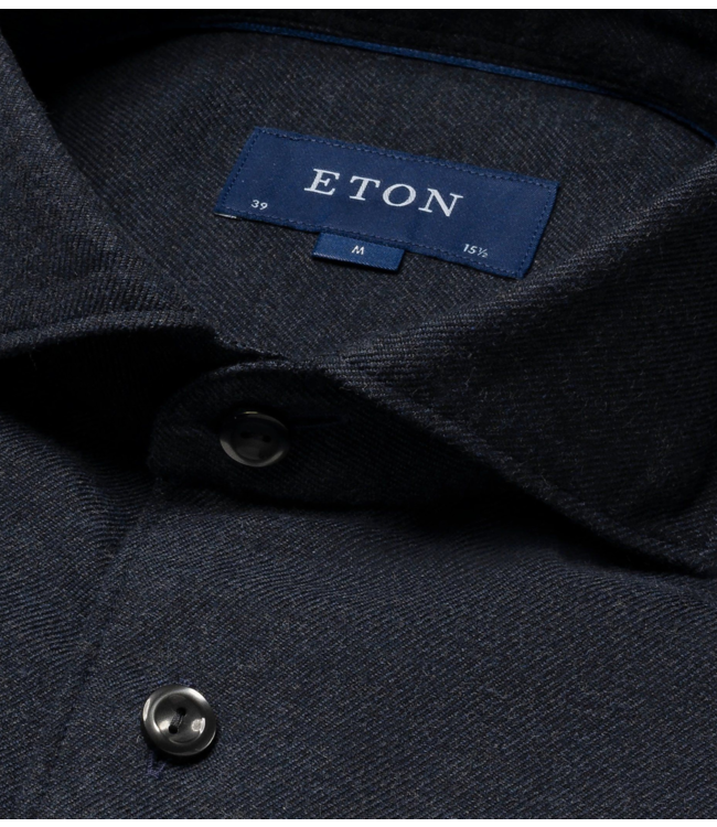 Eton flanel shirt d. blauw