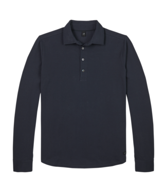 Wahts edwards lyocell merino polo d. blauw