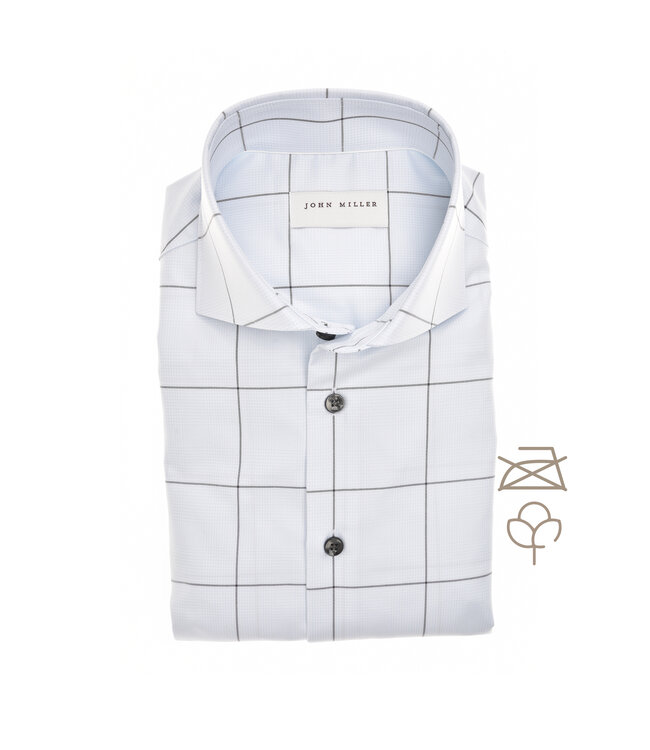 John Miller dress-shirt tf l. blauw ruit
