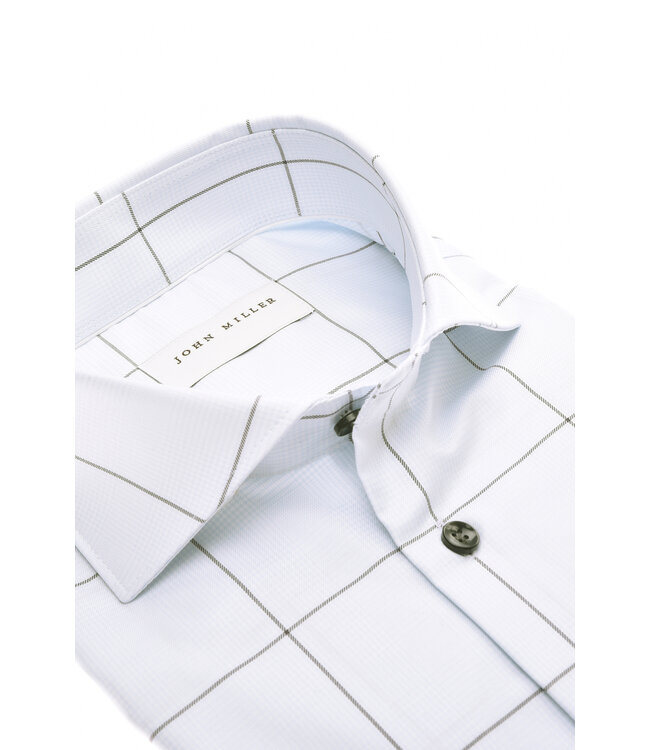 John Miller dress-shirt tf l. blauw ruit