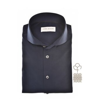 John Miller tricot dress-shirt d. blauw