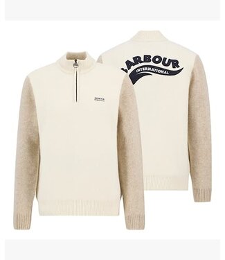 Barbour International trui hutchy half zip sweater beige