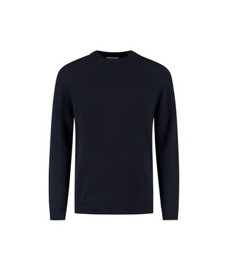 Dstrezzed trui rib rond stef d. blauw
