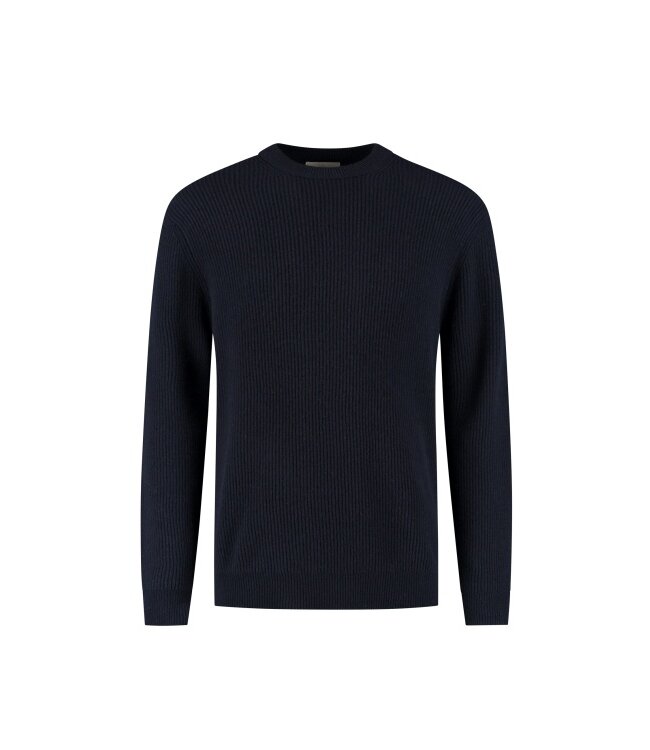 Dstrezzed trui rib rond stef d. blauw