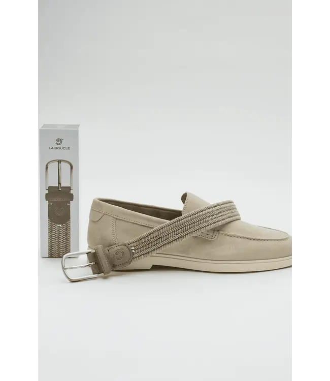 gevlochten wax riem lazio taupe