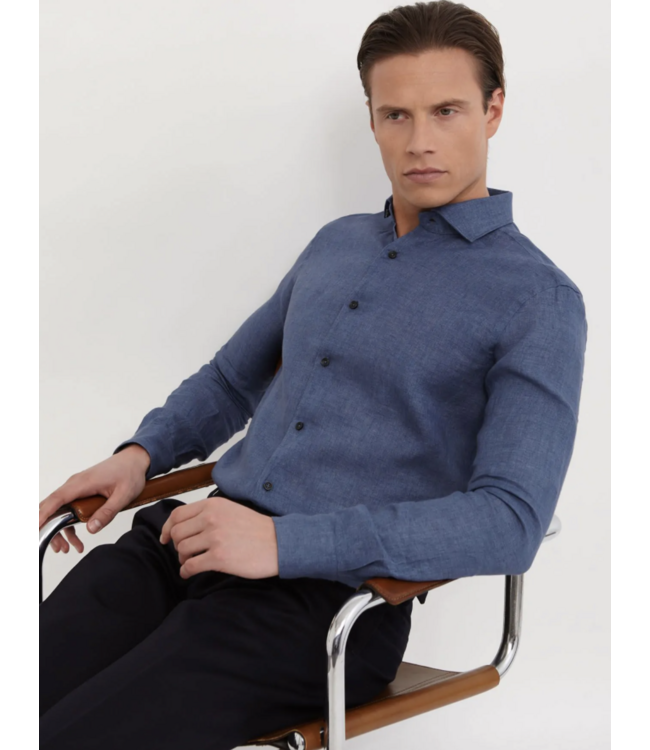 XACUS linnen shirt m. blauw 721ml/11297