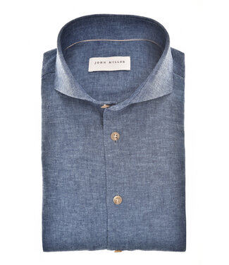 John Miller linnen shirt SF m. blauw
