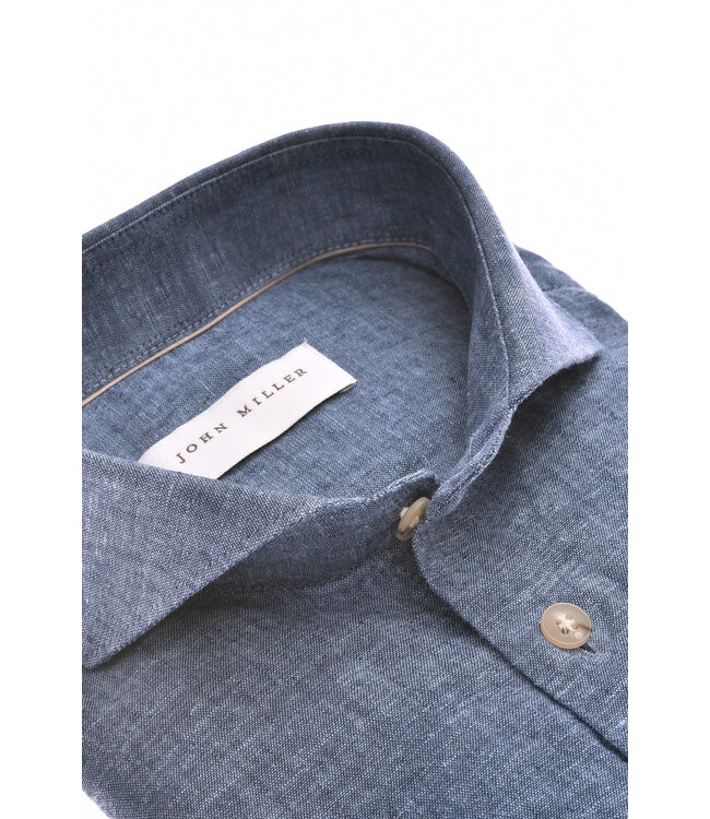John Miller linnen shirt SF m. blauw 5142750-160-000-000