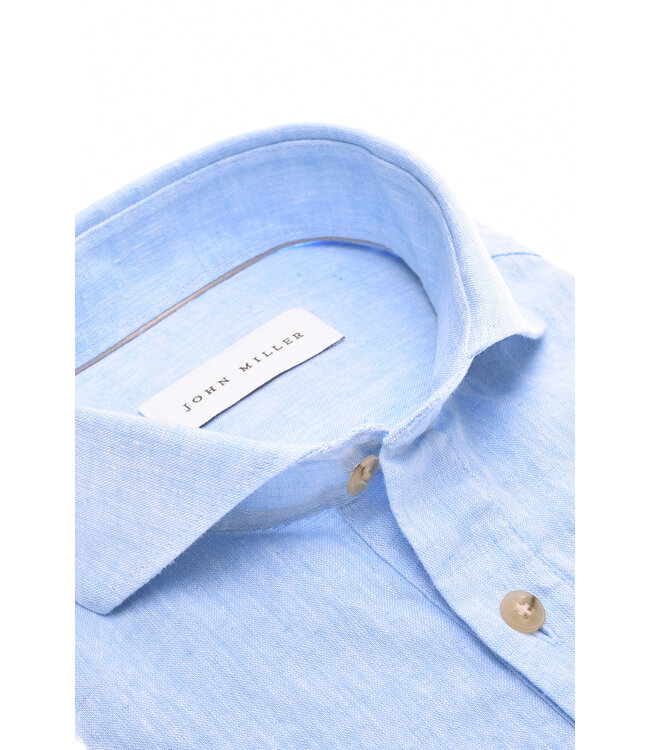 John Miller linnen pop-over shirt SF l. blauw 5142756-120-000-000