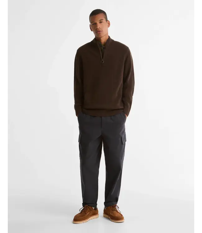 Barbour trui holden half zip d. bruin mkn0837