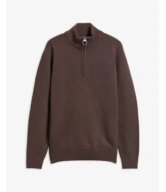 Barbour trui holden half zip d. bruin