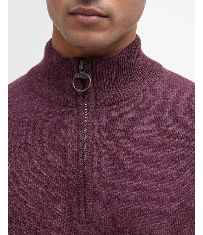 Barbour trui holden half zip aubergine mkn0837
