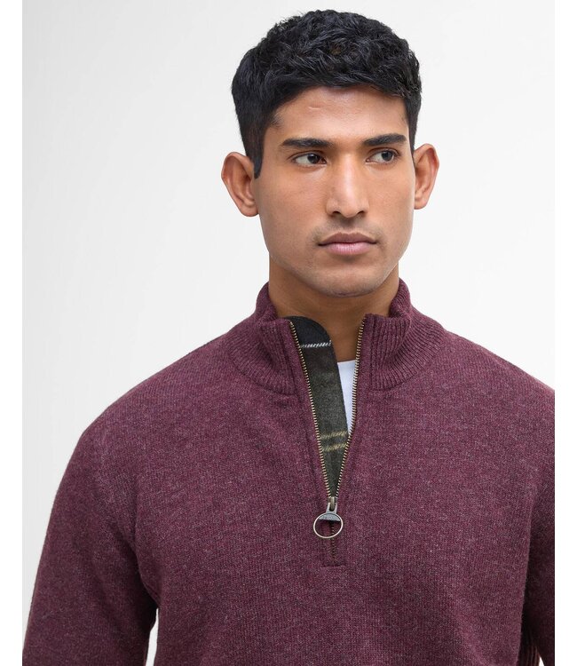 Barbour trui holden half zip aubergine mkn0837