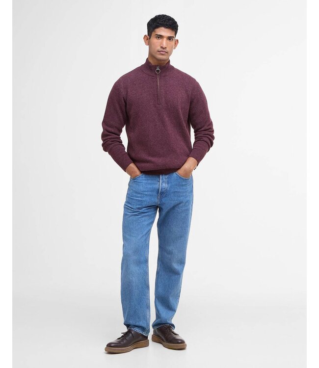 Barbour trui holden half zip aubergine mkn0837