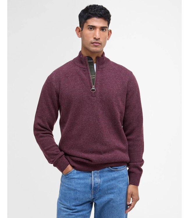 Barbour trui holden half zip aubergine mkn0837