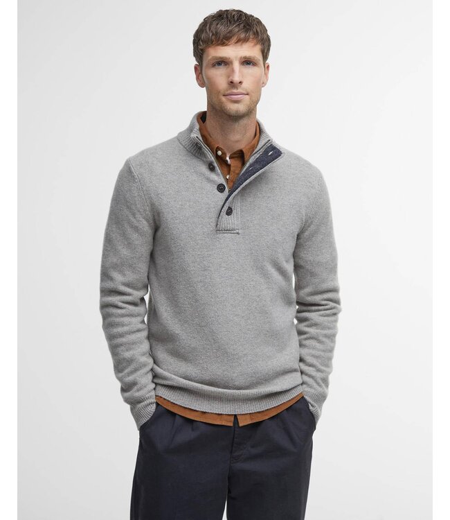 Barbour trui essential patch half zip beige mkn0585