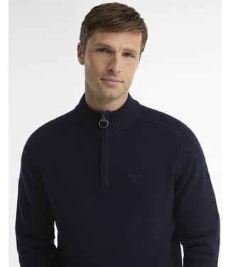 Barbour trui newtown half zip d. blauw