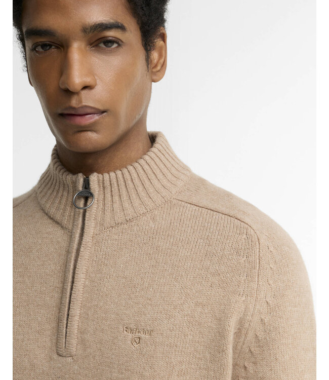 Barbour trui newtown half zip camel mkn1774