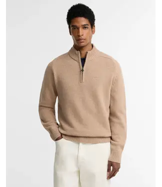 Barbour trui newtown half zip camel