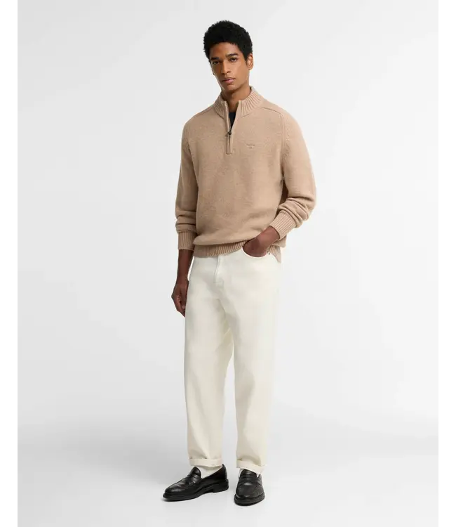 Barbour trui newtown half zip camel mkn1774