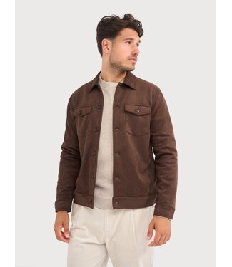 Blue Industry suede look shirt jacket milano bruin