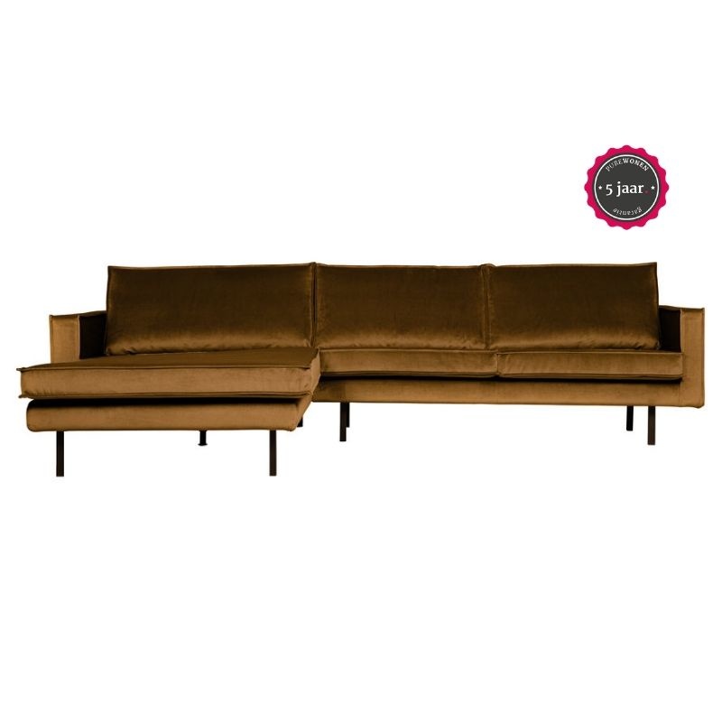 Rodeo Chaise Longue Links Velvet Honing Geel