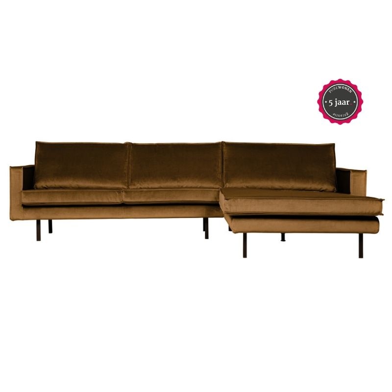 Rodeo Chaise Longue Rechts Velvet Honing Geel