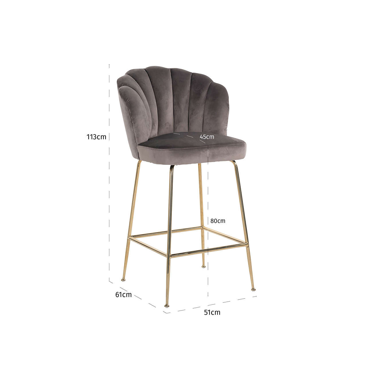 Barstoel Pippa Stone Velvet / gold (Quartz Stone 101)