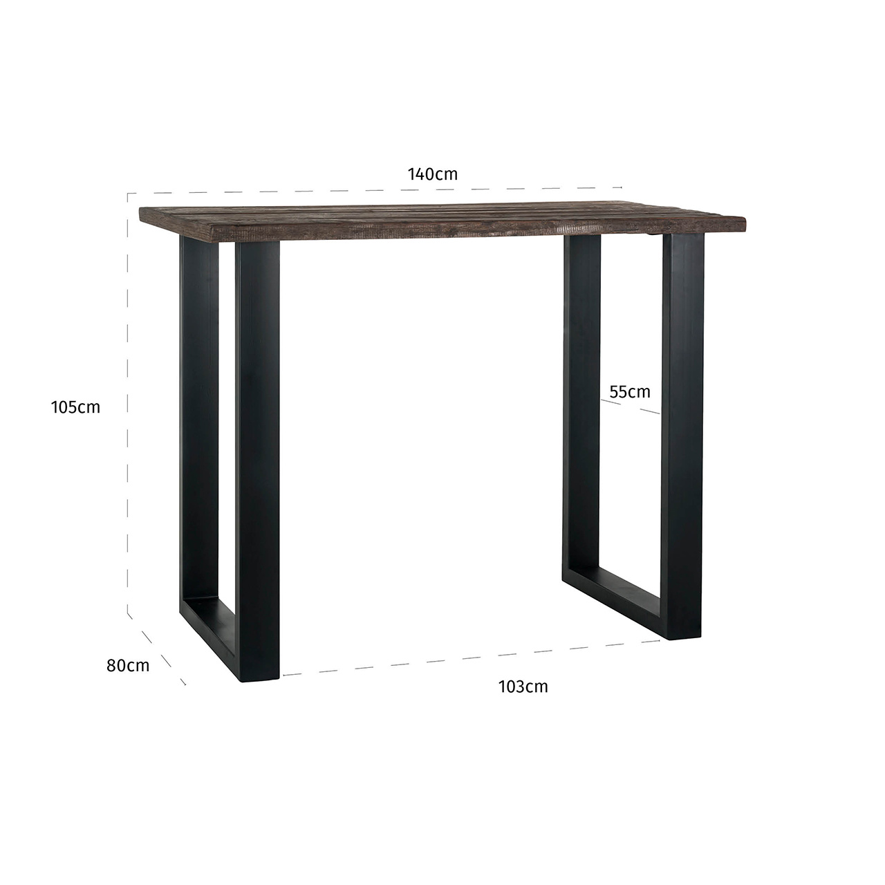 Bartafel Raffles 140x80, gerecyceld hout