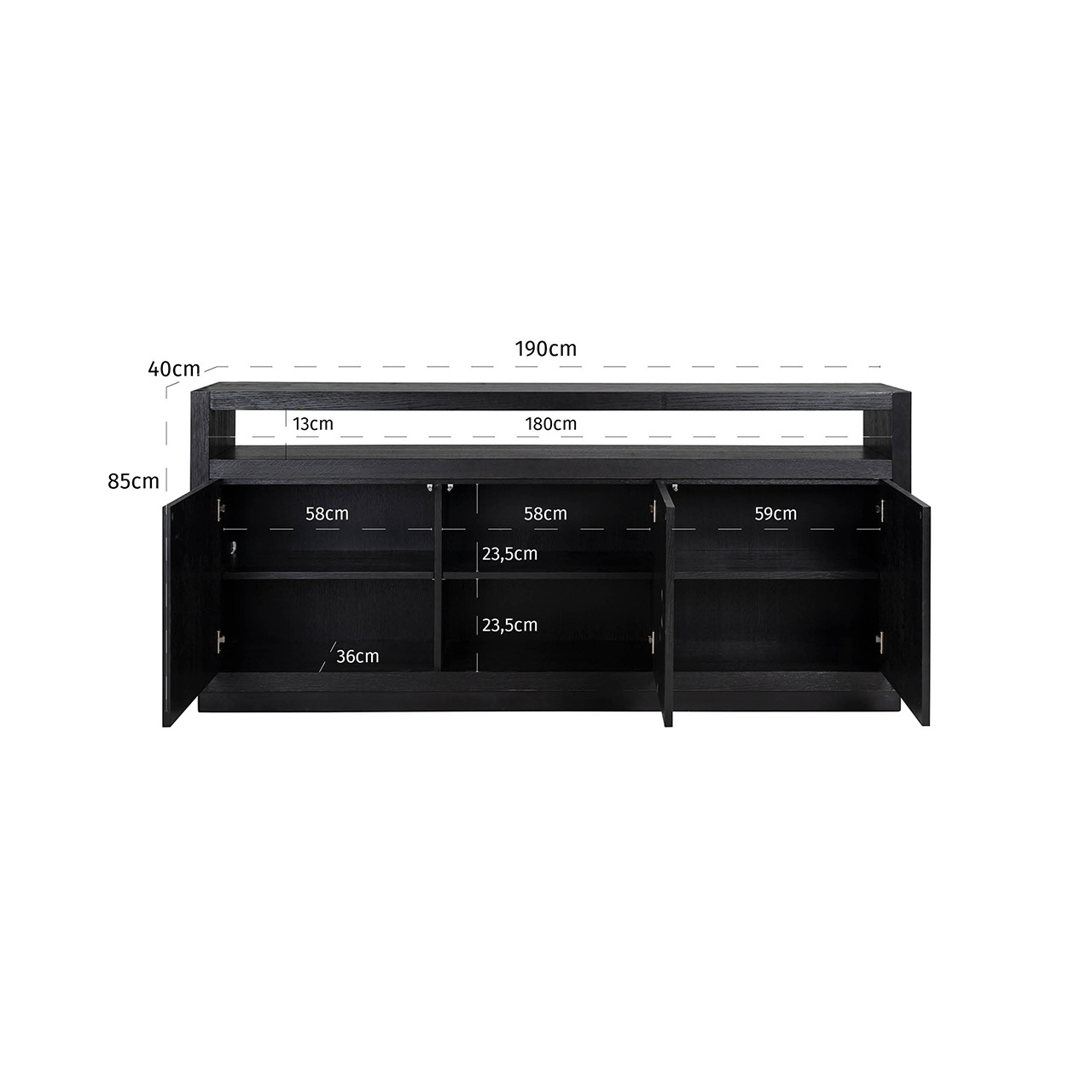 Dressoir Oakura 3-deuren (Zwart)