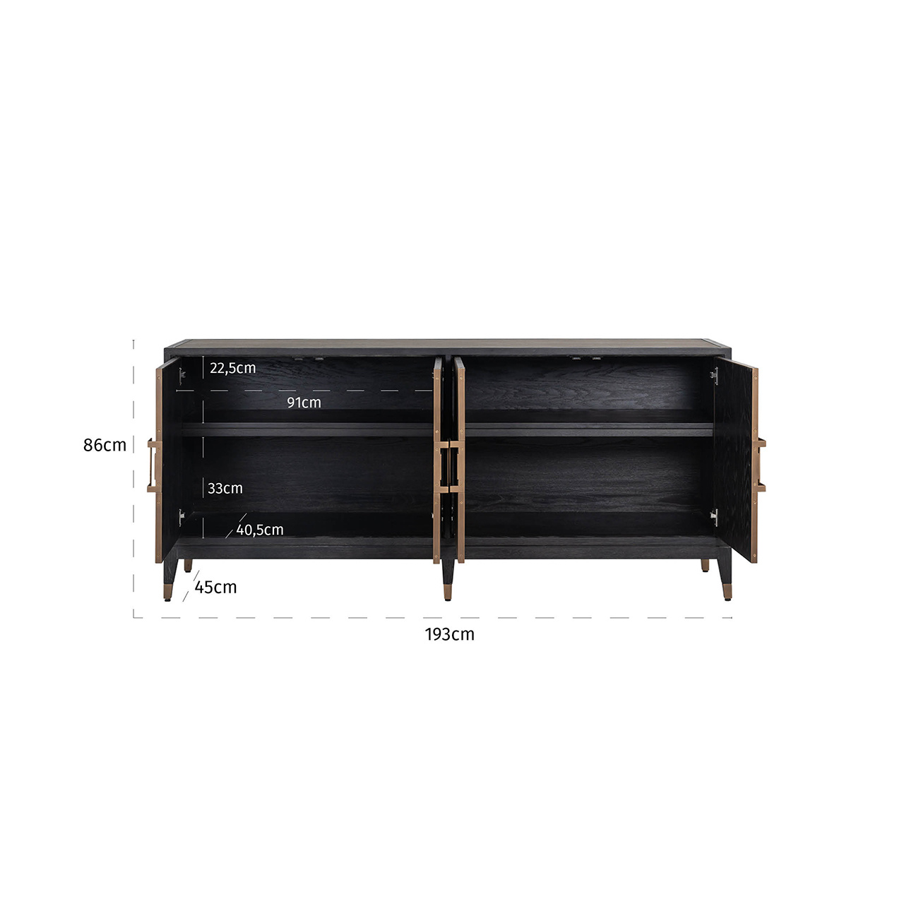 Dressoir Bloomingville 4-deuren shagreen (Goud)