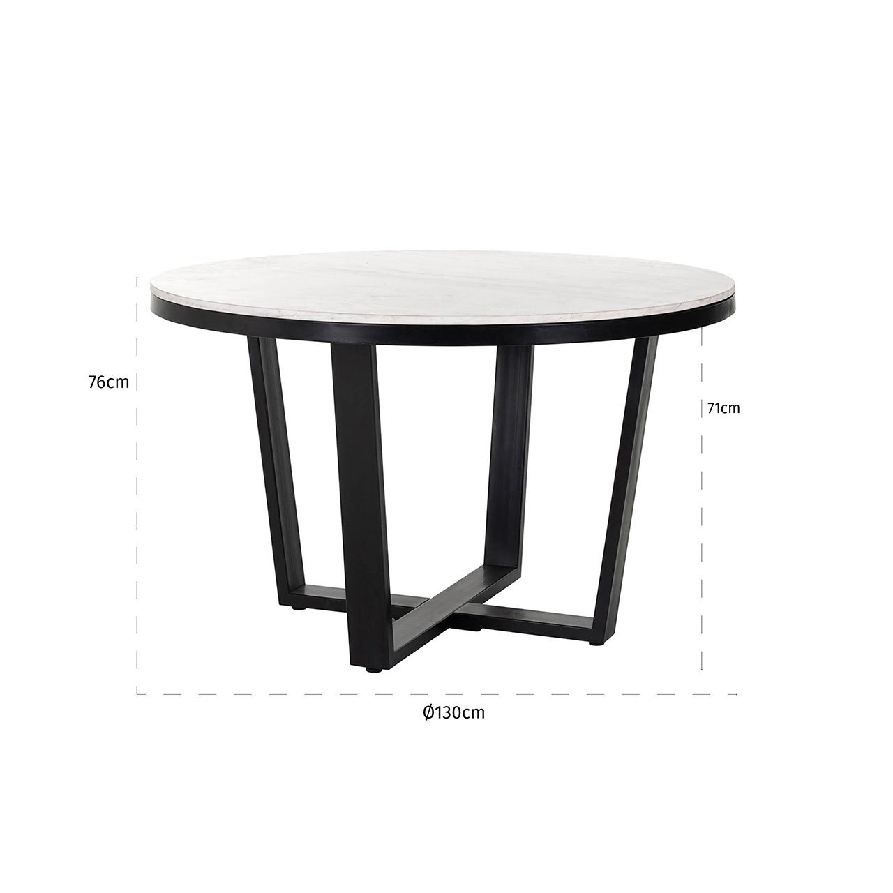 Eettafel Lexington white rond 130Ø (White)