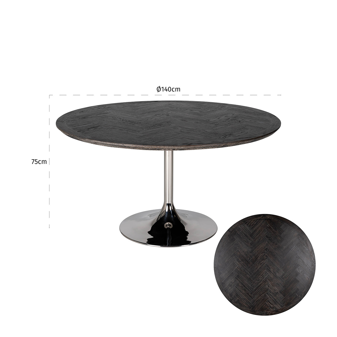 Eettafel Blackbone rond Ø140 zilver (Zilver)