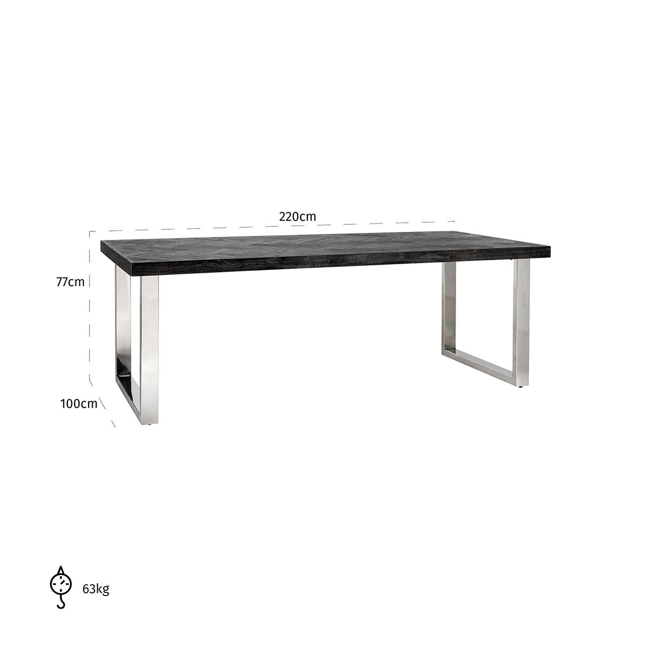 Eettafel Blackbone silver 220 (Zilver)