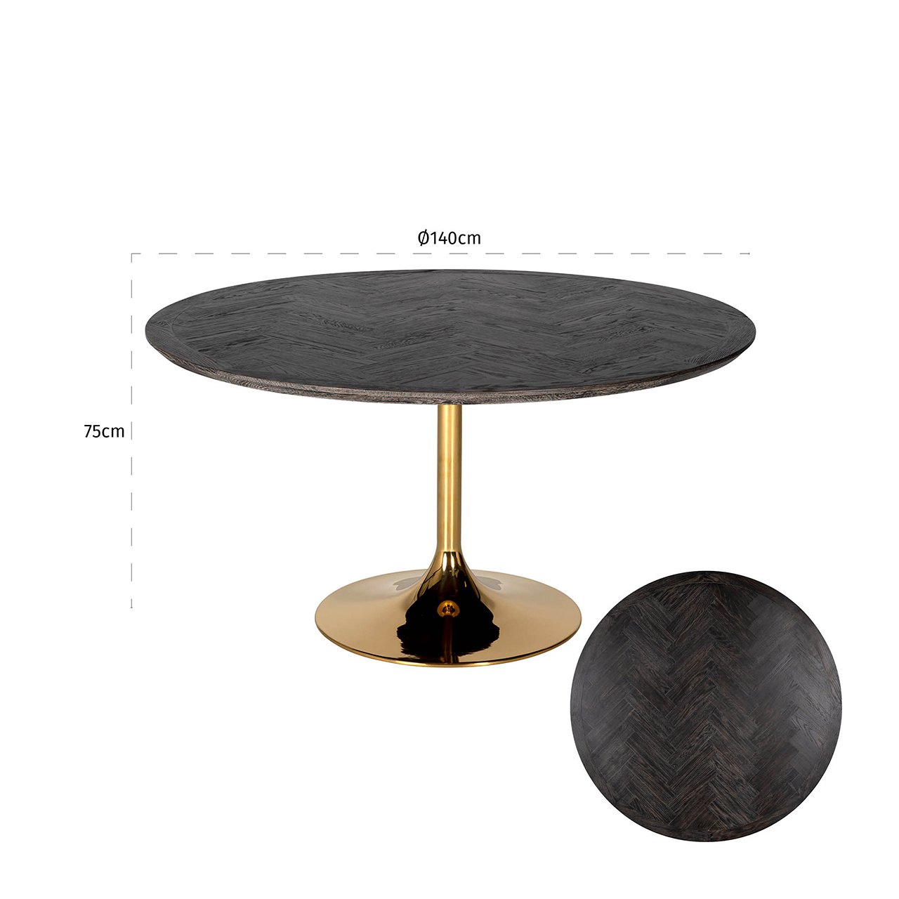 Eettafel Blackbone gold rond Ø140 (Goud)