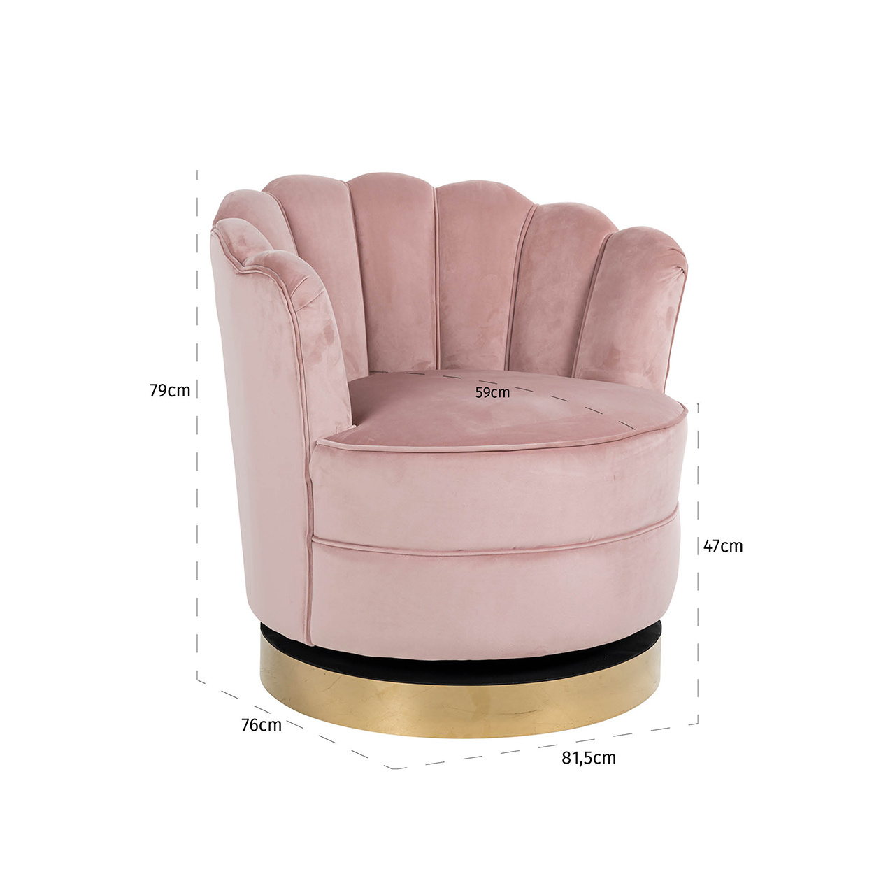 Draaifauteuil Mila Pink Velvet (Quartz Pink 700)