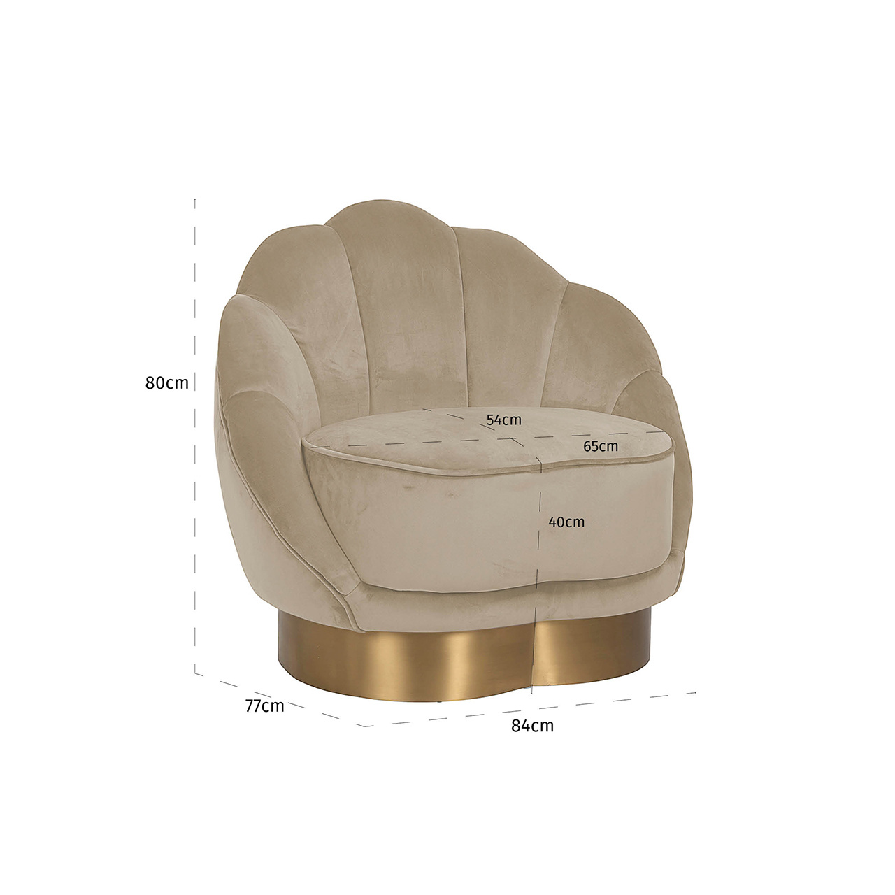 Fauteuil Olivia Khaki Velvet (Quartz Khaki 903)
