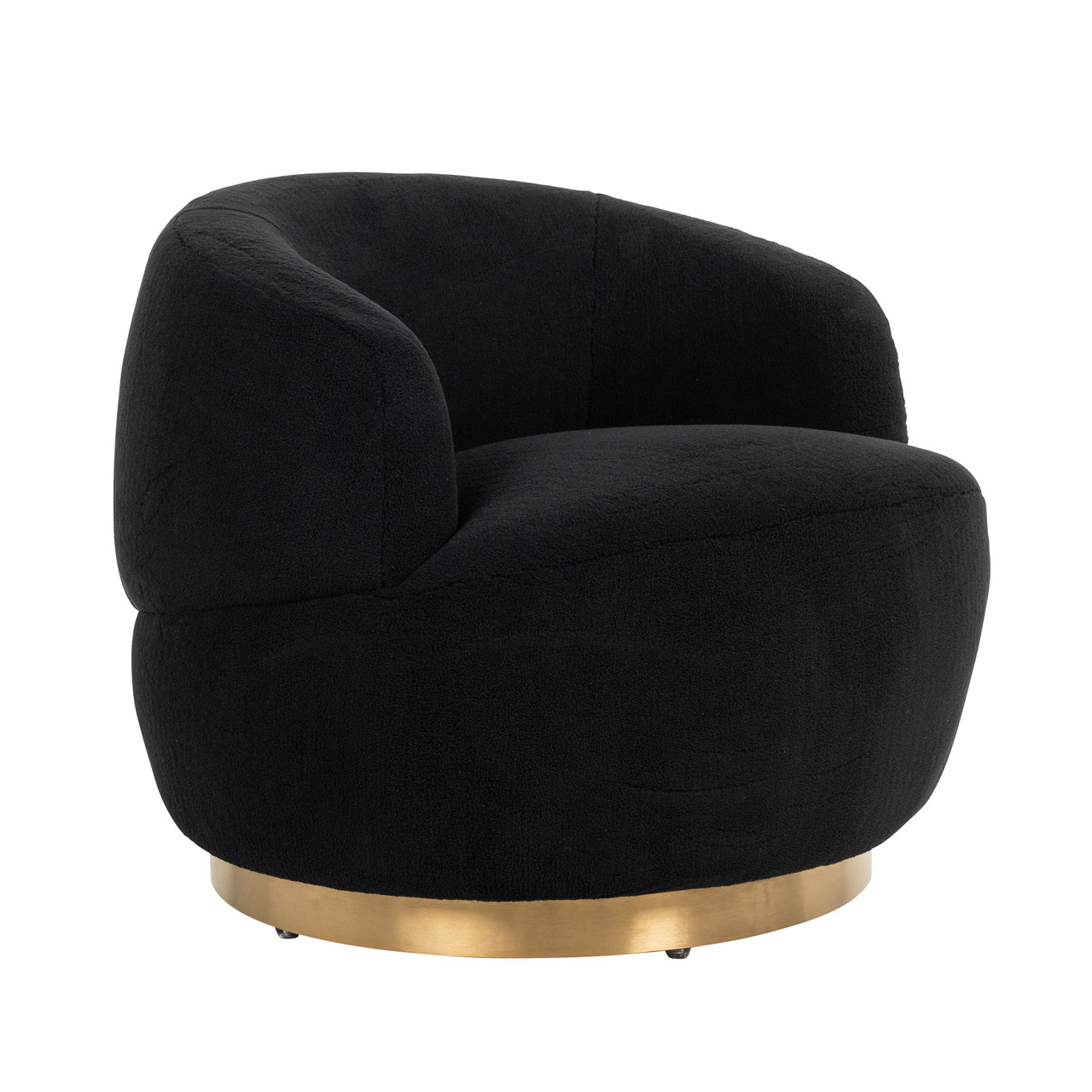 Draaifauteuil Teddy Black Faux sheep / Brushed gold