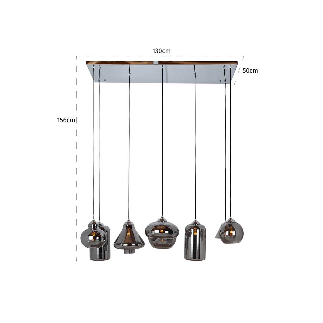Hanglamp Crosley met 8 verschillende lampen (Zilver)
