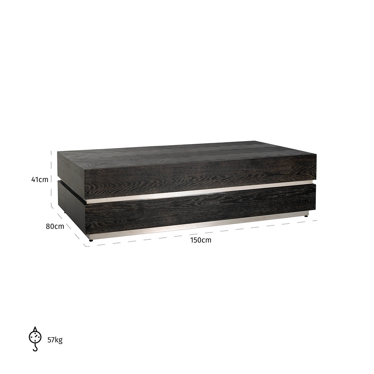 Salontafel Blackbone silver 150x80 (Block) (Zilver)