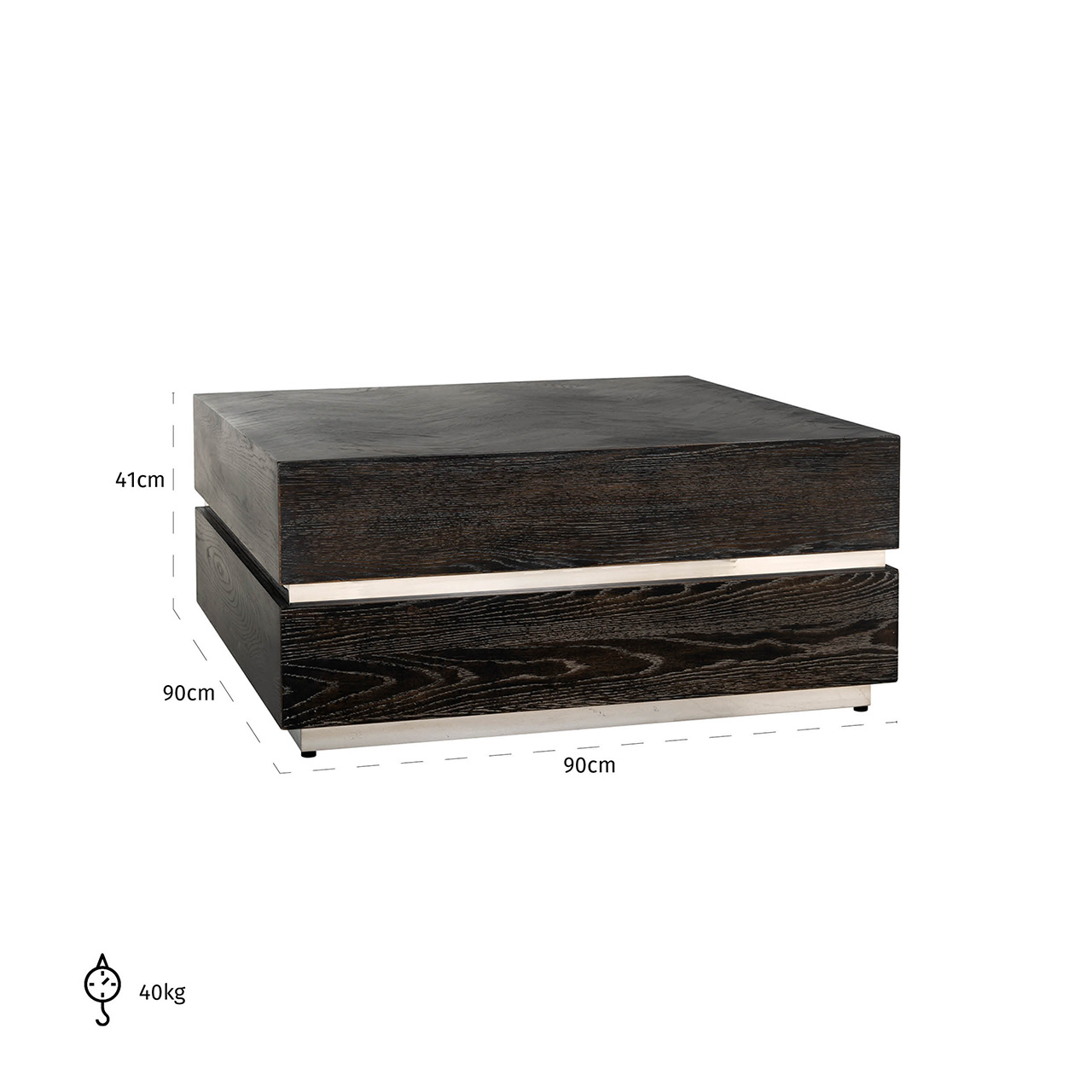 Salontafel Blackbone silver 90x90 (Block) (Zilver)