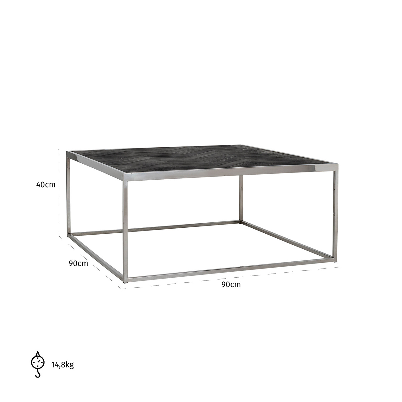 Salontafel Blackbone silver 90x90 (Zilver)