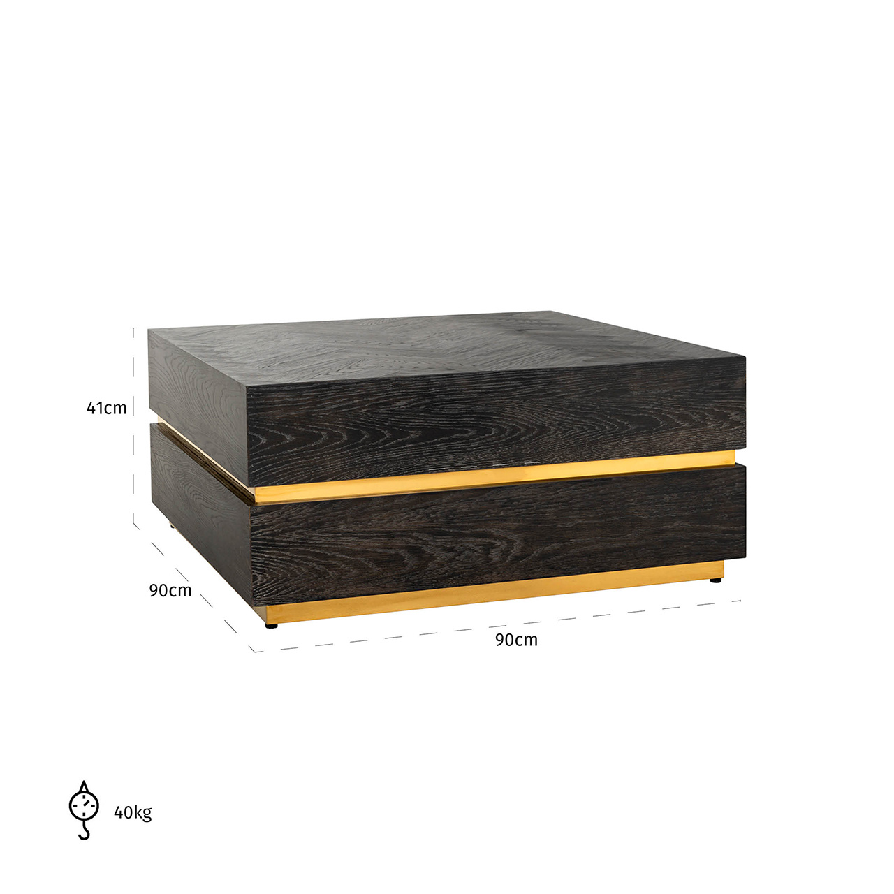 Salontafel Blackbone gold 90x90 (Block) (Goud)