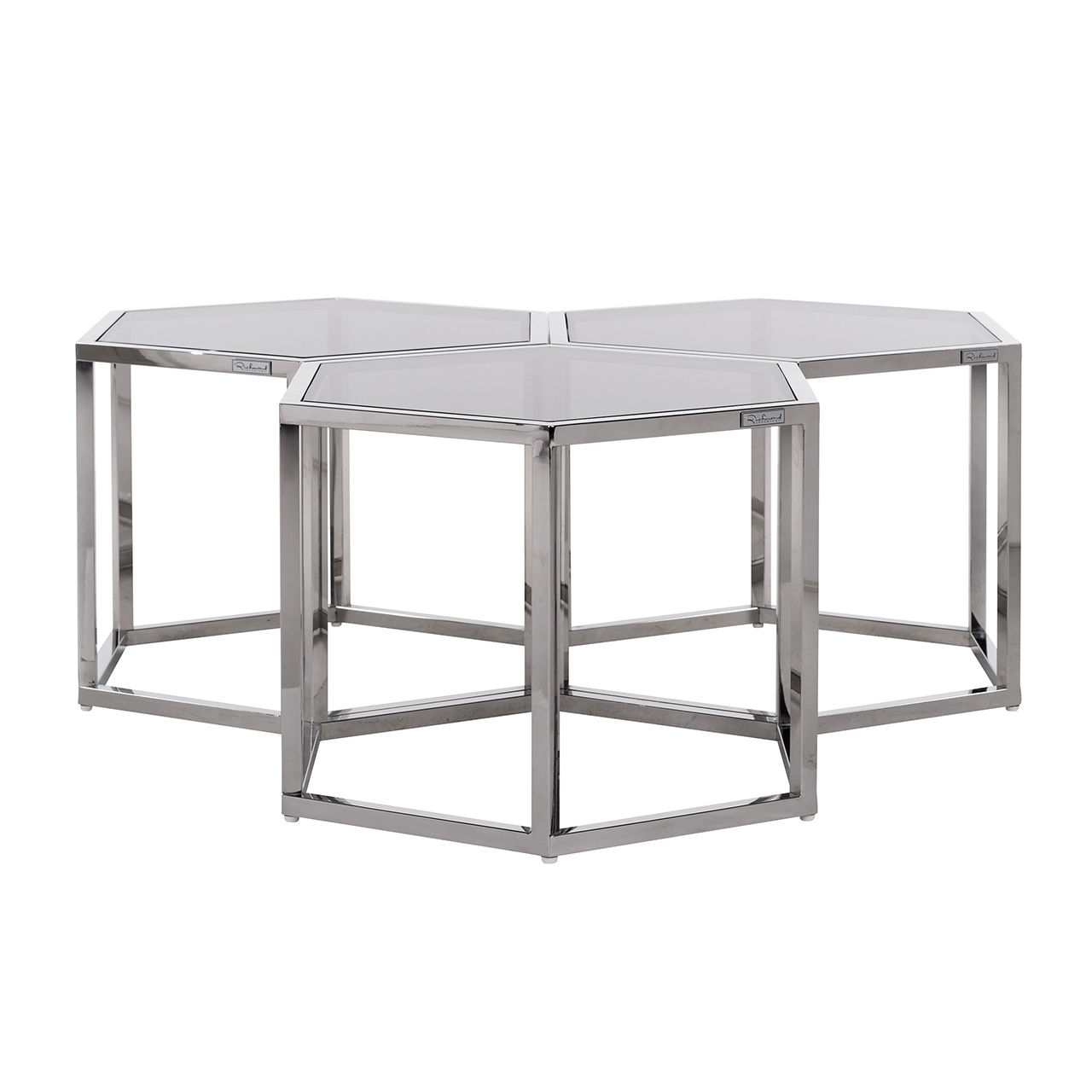 Salontafel Penta set van 3 zeshoek zilver (Zilver)