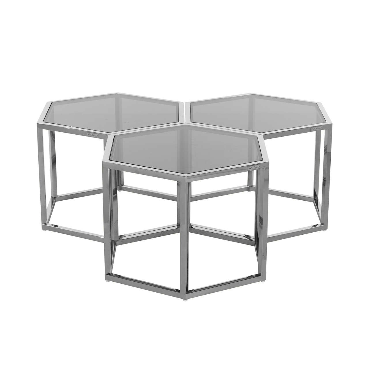 Salontafel Penta set van 3 zeshoek zilver (Zilver)