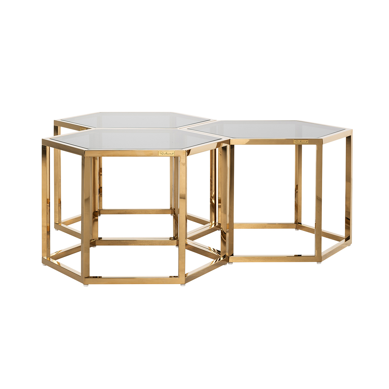 Salontafel Penta set van 3 zeshoek goud (Goud)