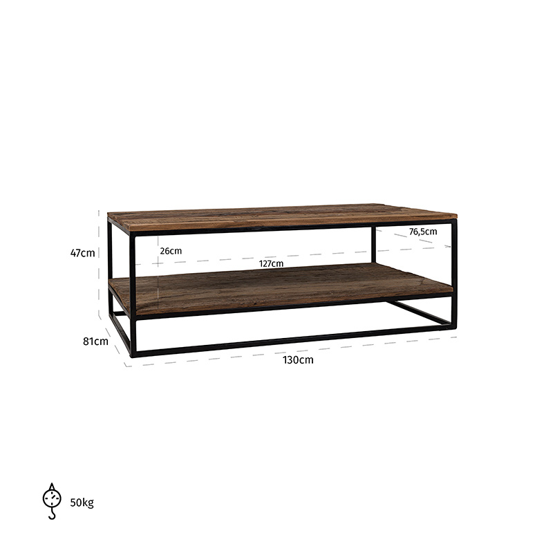 Salontafel Raffles, gerecyceld hout